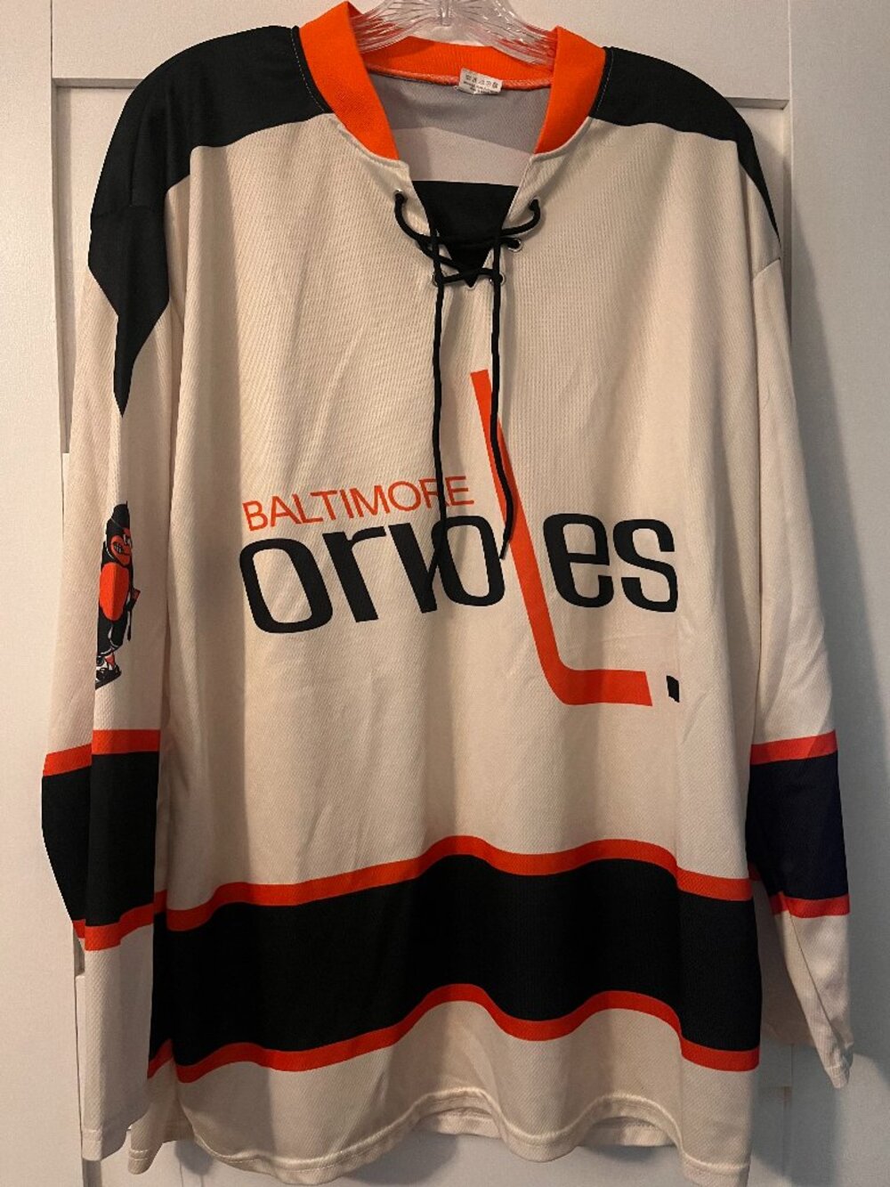 Baltimore Orioles Hockey Style Jersey XL Lace Up Giveaway Promo Lightweight